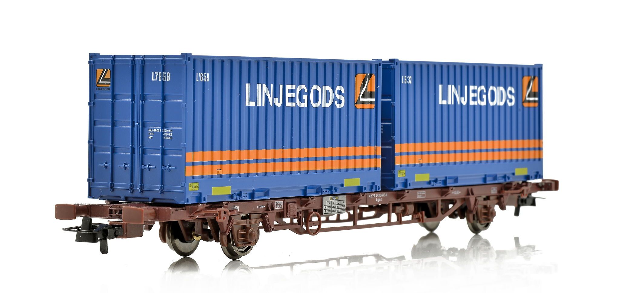 CargoNet,Nor-Cargo,NMJ Topline HO,507.106 OVP,NEU Containerwagen Typ Lgns42 