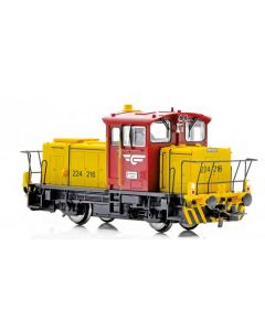 Topline Lokomotiver, New improved SUPERVERSION of the NSB SKd 224.216 DCC digital version with new improved Main PCB with built-in Decoder, Kondensator, with exits for automatic couplers and metal gears,  makes this the perfect shunting tractor., NMJT83.2