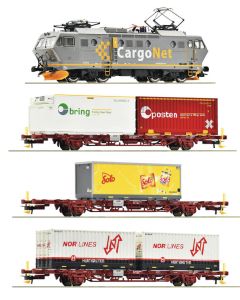 Lokomotiver Svenske, roco-61487-cargonet-el-16-nmj-topline-lgjs-lgns-containervogner-solo-bring-posten-hurtigruten-nor-lines-dcc-med-lyd, ROC61487