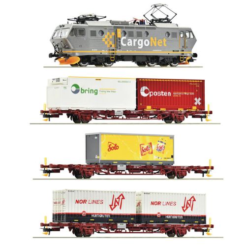 Lokomotiver Norske, roco-61487-cargonet-el-16-nmj-topline-lgjs-lgns-containervogner-solo-bring-posten-hurtigruten-nor-lines-dcc-med-lyd, ROC61487