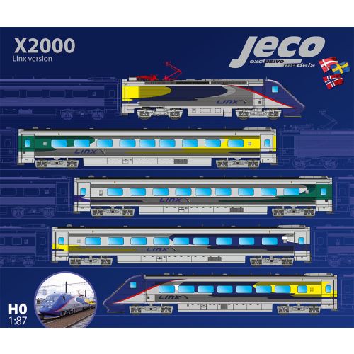 Lokomotiver Svenske, Jeco-X2-A310S-Linx-X2000-X2-2042NK-5-car set-DCC-lyd-H0, JECX2-A310S